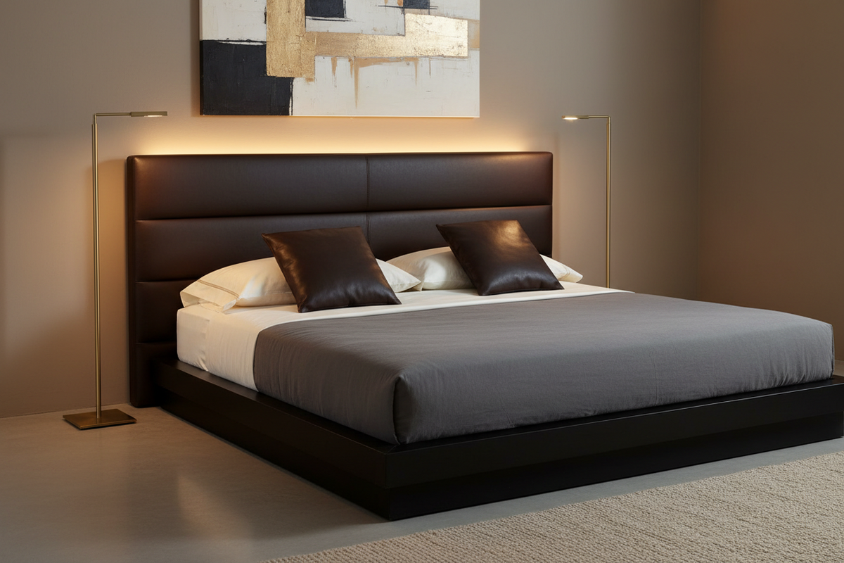Mid-Century Velvet Bed
