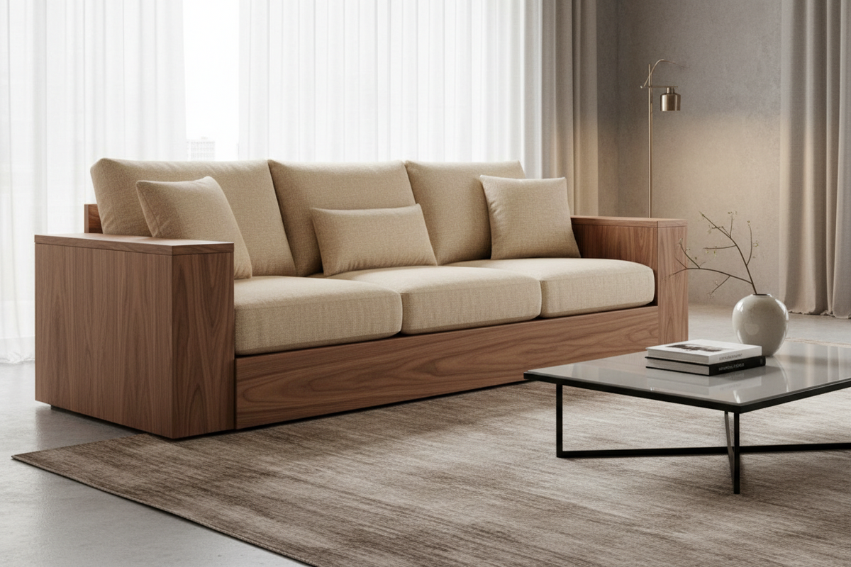 Contemporary Walnut Sofa