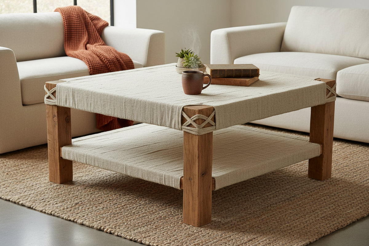 Rustic Linen Coffee Table