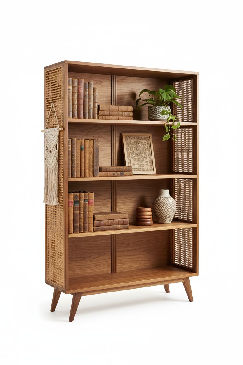 Vintage Rattan Bookshelf